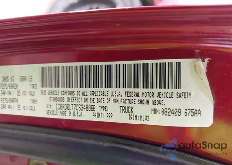 2012 Ram 1500 Slt из США, поврежденный, VIN 1C6RD6LT7CS348866